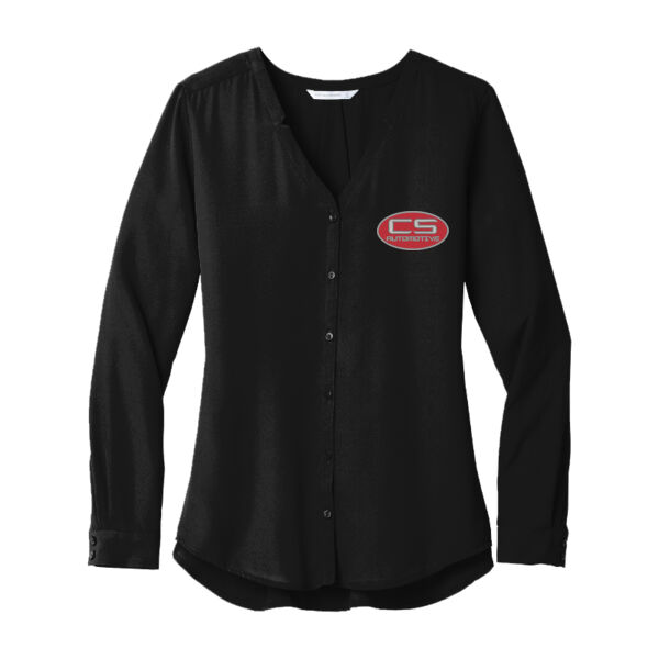 CS - Women's Button-Up Blouse, Long-Sleeve Thumbnail